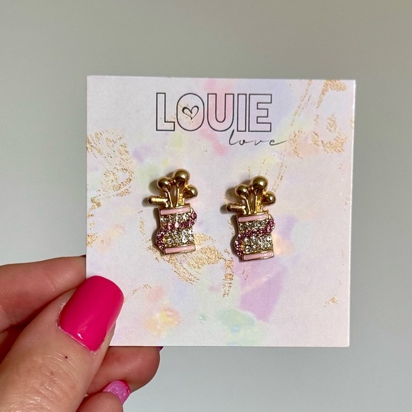 Louie Love Other - Pink and Gold GOLF Stud Earrings